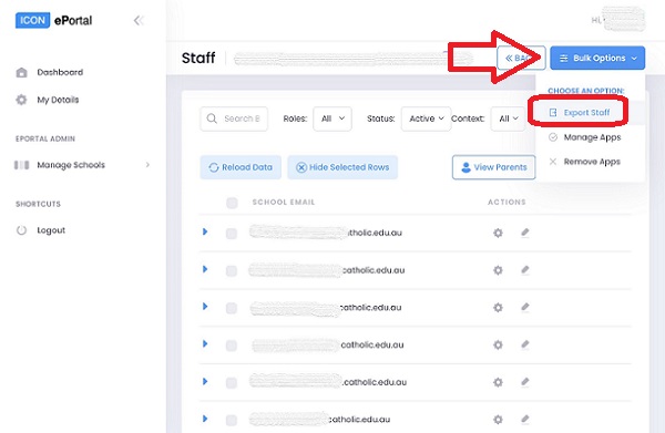 Export Staff List - ICON