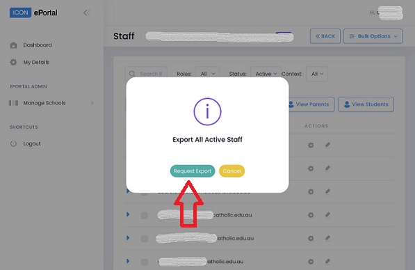 Export Staff List - ICON